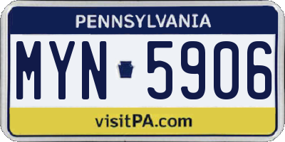 PA license plate MYN5906