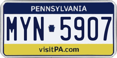 PA license plate MYN5907