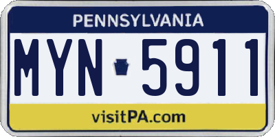 PA license plate MYN5911