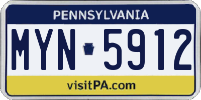 PA license plate MYN5912