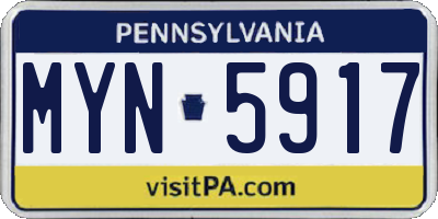 PA license plate MYN5917