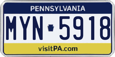 PA license plate MYN5918
