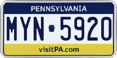 PA license plate MYN5920