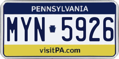 PA license plate MYN5926