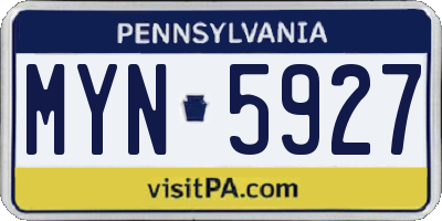 PA license plate MYN5927