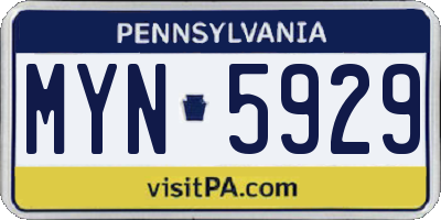 PA license plate MYN5929