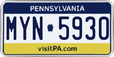 PA license plate MYN5930