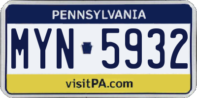 PA license plate MYN5932