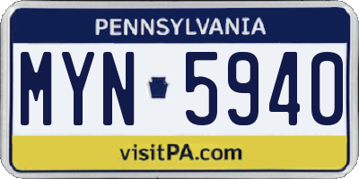 PA license plate MYN5940