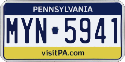 PA license plate MYN5941