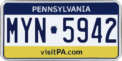 PA license plate MYN5942