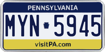 PA license plate MYN5945