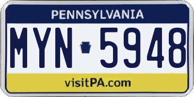 PA license plate MYN5948