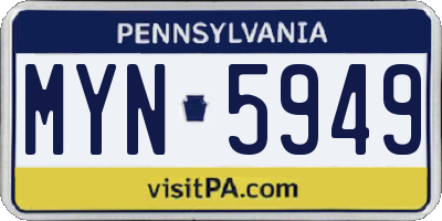PA license plate MYN5949