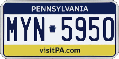 PA license plate MYN5950