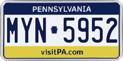 PA license plate MYN5952