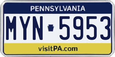 PA license plate MYN5953