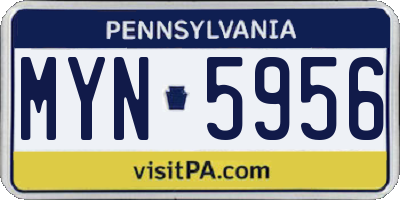 PA license plate MYN5956