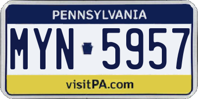 PA license plate MYN5957