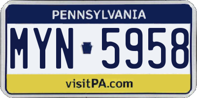 PA license plate MYN5958