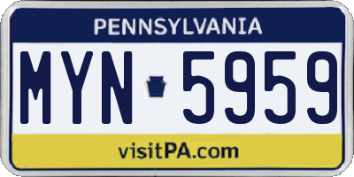 PA license plate MYN5959