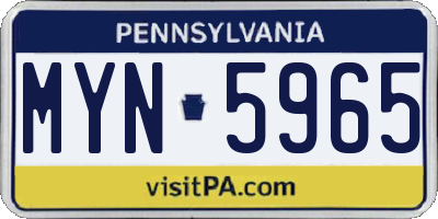 PA license plate MYN5965