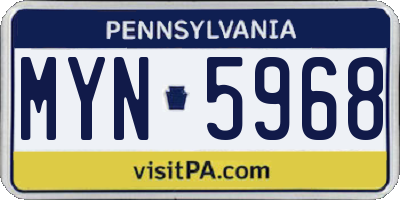PA license plate MYN5968