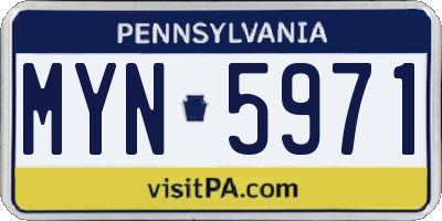 PA license plate MYN5971