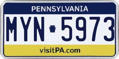 PA license plate MYN5973