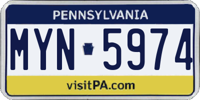 PA license plate MYN5974