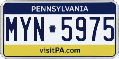 PA license plate MYN5975