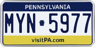 PA license plate MYN5977