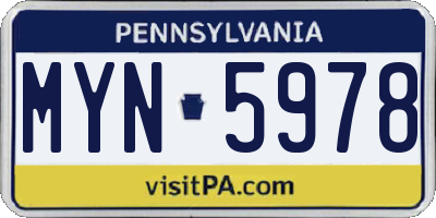 PA license plate MYN5978
