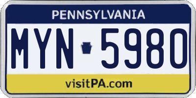 PA license plate MYN5980