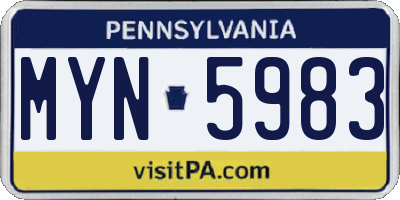 PA license plate MYN5983