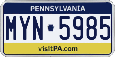 PA license plate MYN5985
