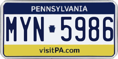 PA license plate MYN5986