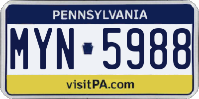 PA license plate MYN5988