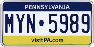 PA license plate MYN5989