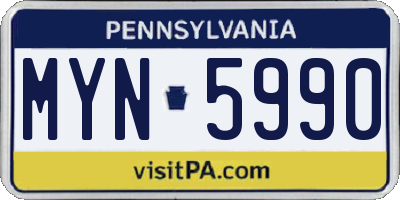 PA license plate MYN5990