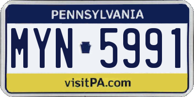 PA license plate MYN5991