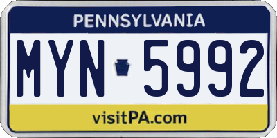 PA license plate MYN5992