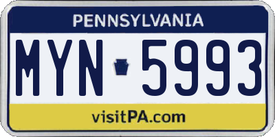 PA license plate MYN5993