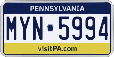 PA license plate MYN5994