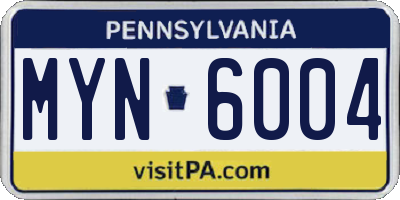 PA license plate MYN6004