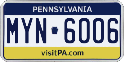PA license plate MYN6006