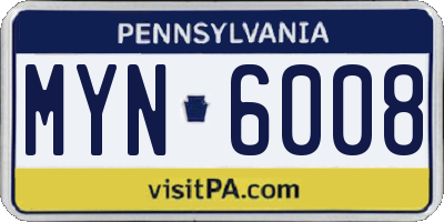 PA license plate MYN6008