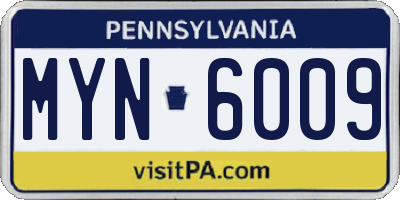 PA license plate MYN6009
