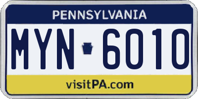 PA license plate MYN6010