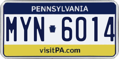 PA license plate MYN6014